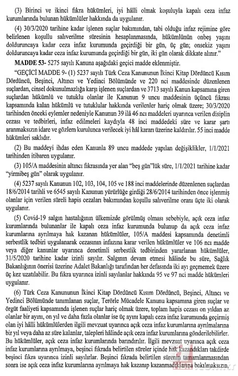 Başkan Erdoğan imzaladı infaz düzenlemesi yürürlüğe girdi 15