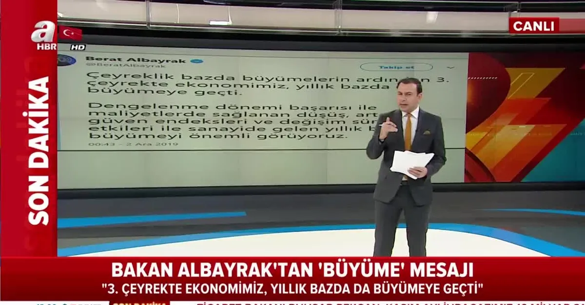 Bakan Berat Albayrak'tan 'büyüme' mesajı