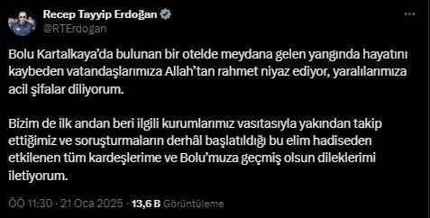 BAŞKAN ERDOĞAN: SORUŞTURMALAR DERHAL BAŞLATILDI
