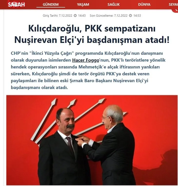 7’li koalisyonun Cumhurbaşkanı adayı Kemal Kılıçdaroğlu ve CHP'nin PKK-HDP ile ilişkileri