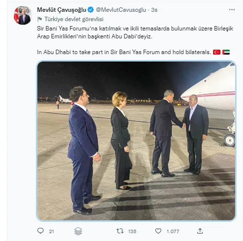 Son dakika: Dışişleri Bakanı Mevlüt Çavuşoğlu BAE’de