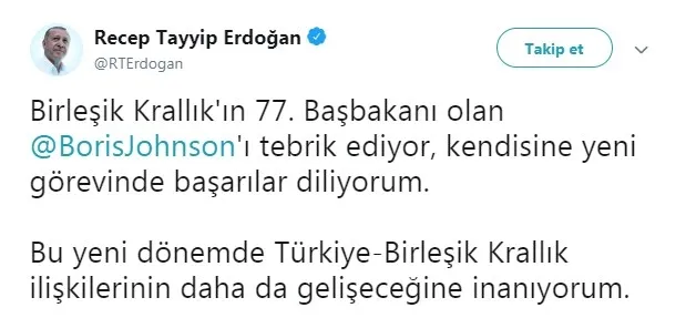 Son dakika: Başkan Erdoğan, Johnson'u tebrik etti - 1