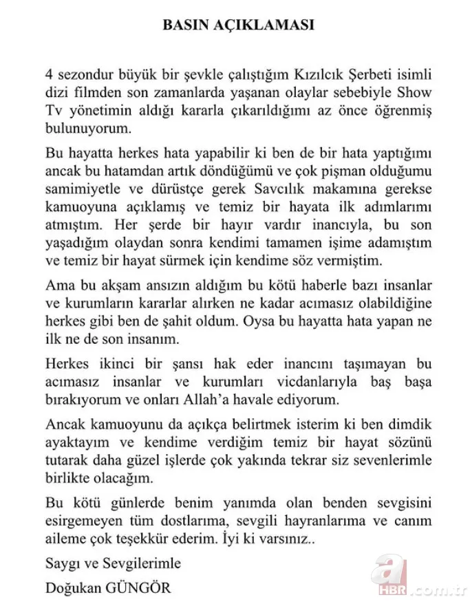 Kızılcık Şerbeti'nden çıkarılan Doğukan Güngör sessizliğini bozdu 5