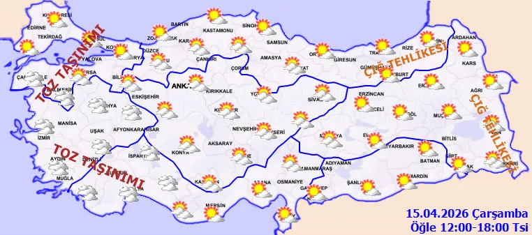 hava-kalitesi-dusuyor-yagis-geliyor-toz-tasinimi-sonrasi-siddetli-saganak-1776230060558.jpg 15 Nisan Çarşamba günü saat 12:00-18:00 arası hava durumu (Fotoğraf: MGM)