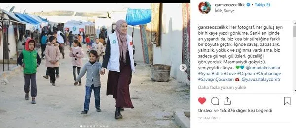 Tesettüre giren Gamze Özçelik yardım için İdlib’e gitti