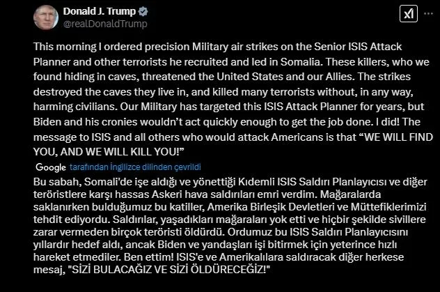 Trump duyurdu! Somali’de DEAŞ’ın üst düzey örgüt üyesini öldürdük