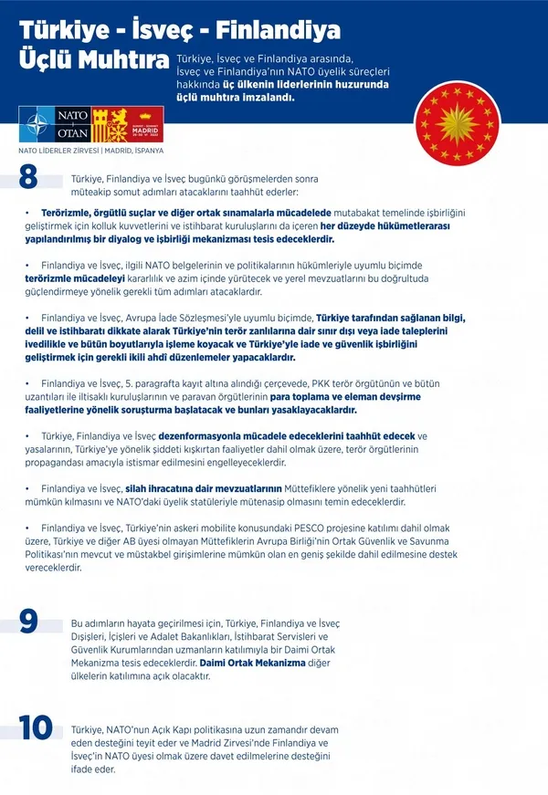 Türkiye, İsveç ve Finlandiya ortak mutabakat imzaladı! Başkan Erdoğan’ın katıldığı Madrid’deki 4’lü Zirve sona erdi