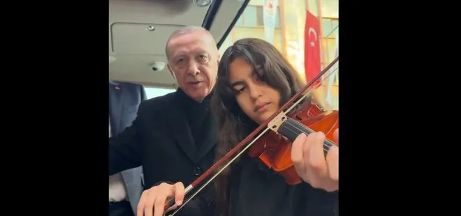Başkan Erdoğan keman çalan genci dinledi! Çanakkale Türküsüne eşlik etti