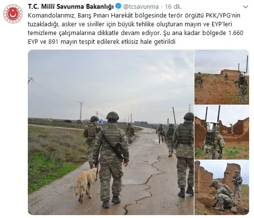 Milli Savunma Bakanlığı: Barış Pınarı Harekat bölgesinde... - 1