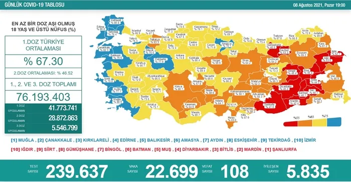 Son dakika: Sağlık Bakanlığı günlük koronavirüs tablosunu paylaştı | 10 Ağustos Salı vaka tablosu