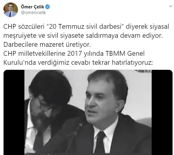 AK Parti Sözcüsü Ömer Çelik’ten CHP’lilerin çirkin iftiralarına tepki