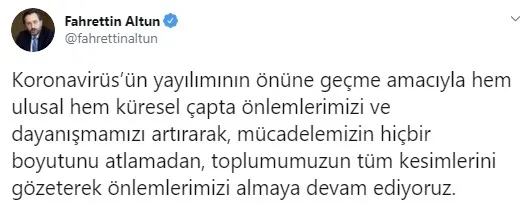 İletişim Başkanı Fahrettin Altun'dan koronavirüsle mücadele açıklaması - 1
