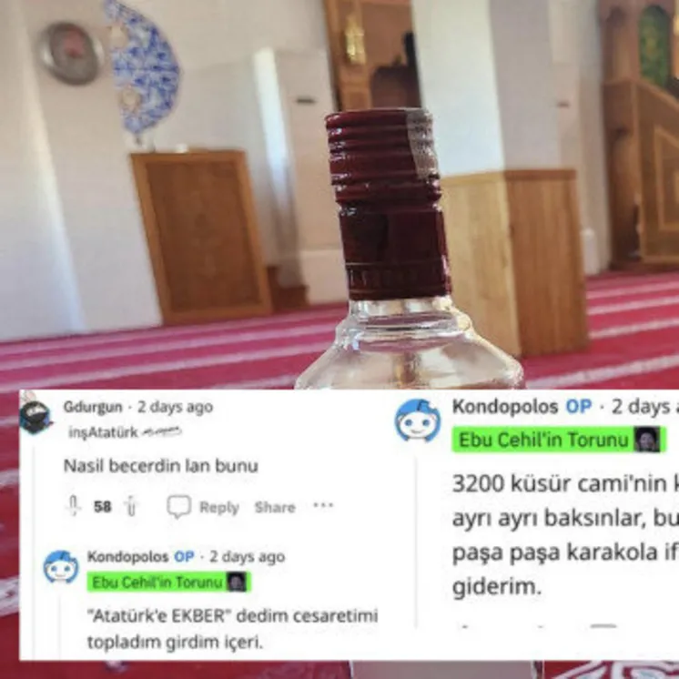 Camide içki içen alçak yakalandı
