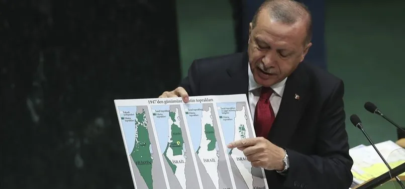 Başkan Recep Tayyip Erdoğan'ın yıllar önce gösterdiği Filistin-İsrail haritası güncellendi! İşte o tarihi konuşma