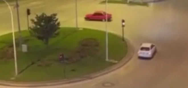 Bursa'da trafik magandası böyle görüntülendi: Dakikalarca drift attı