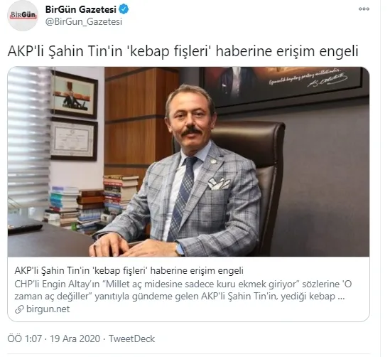 Sözcü - Cumhuriyet - T24 - Birgün’den ‘hayali yemek’ üzerinden yalan ittifakı | AK Partili Şahin Tin yalanı belgeleriyle çürüttü