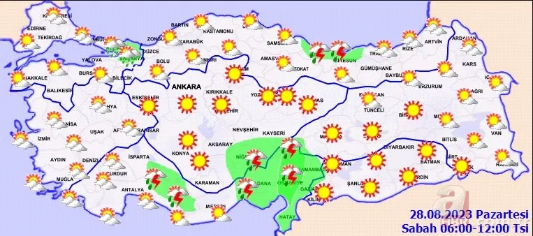 Meteoroloji'den sağanak ve fırtına uyarısı: 28 ilde etkili olması bekleniyor! İşte 28 Ağustos hava durumu raporu 10