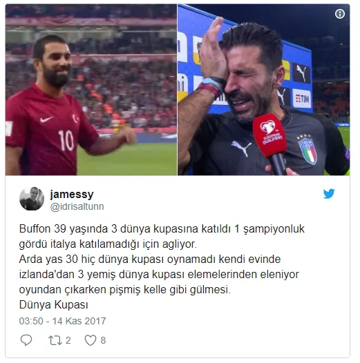 Buffon ağladı Arda Turan gündem oldu!