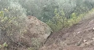 Düşen kaya parçası paniğe neden oldu