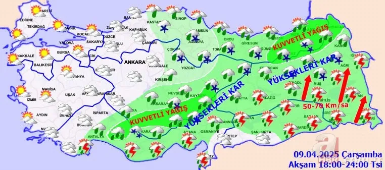Meteoroloji'den kuvvetli fırtına alarmı | İstanbul dahil o iller tek tek işaretlendi! Günlerce kar ve çamur yağacak 8