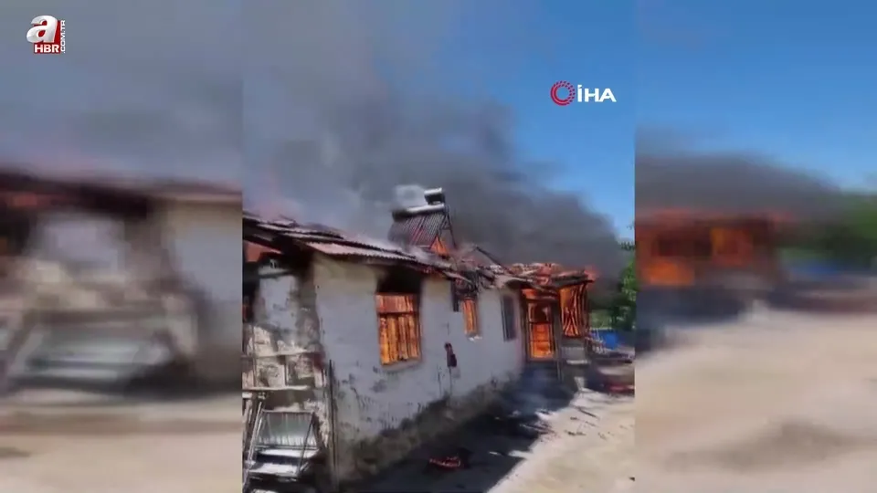 Amasya’da kerpiç ev yangında küle döndü