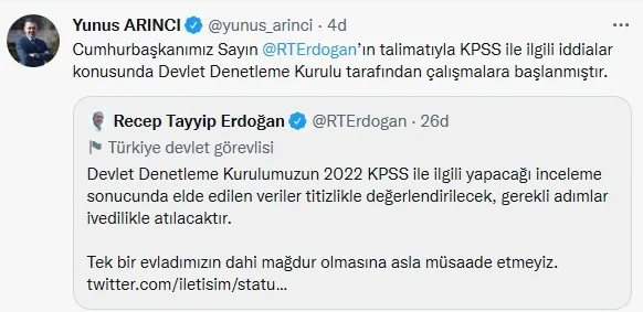 Başkan Recep Tayyip Erdoğan’dan KPSS talimatı! Devlet Denetleme Kurumu inceleme başlatacak