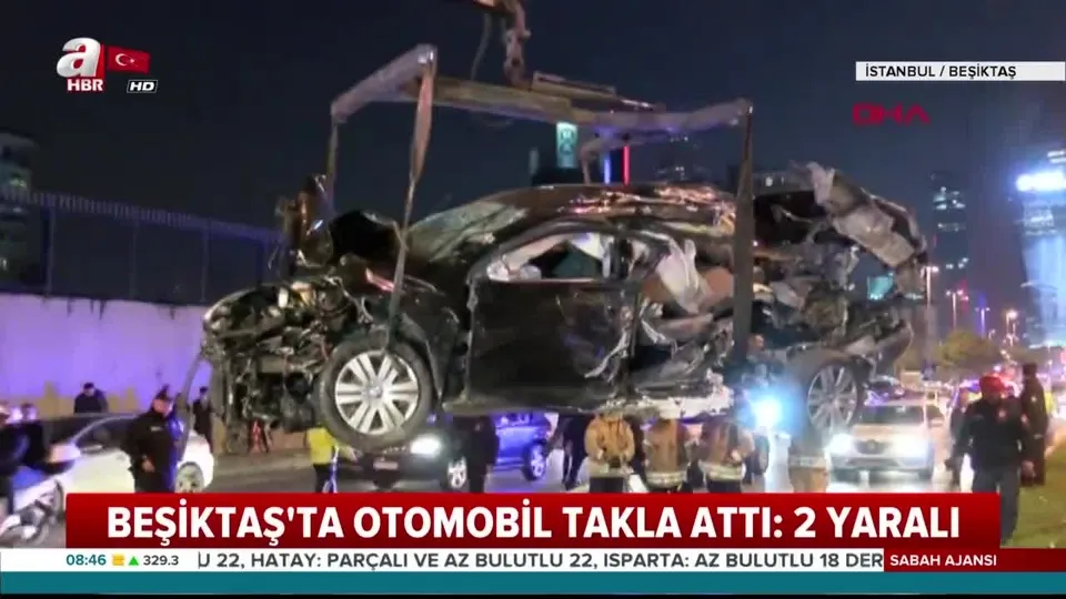 İstanbul Beşiktaş’ta feci kaza! Otomobil takla attı |Video