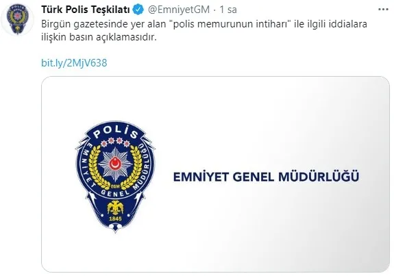 SON DAKİKA HABERİ: Emniyet Genel Müdürlüğünden "mobbing nedeniyle intihar" haberine yalanlama! - 1