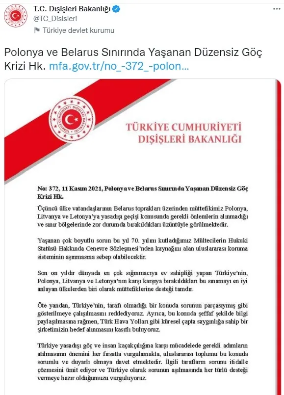 Dışişleri Bakanlığından "Polonya ve Belarus" açıklaması: Reddediyoruz - 1