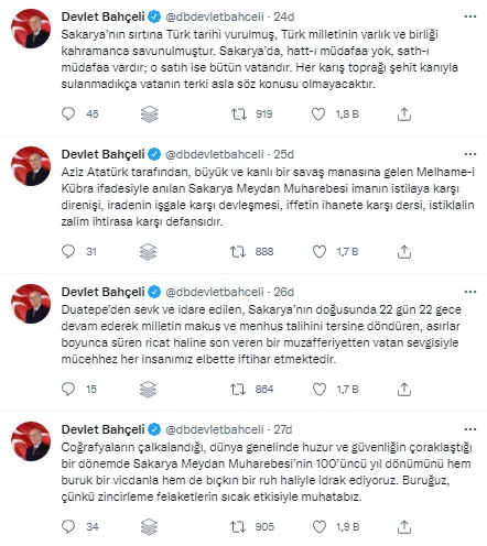 Son dakika: MHP lideri Devlet Bahçeli'den 'Sakarya Meydan Muharebesi' mesajı - 1