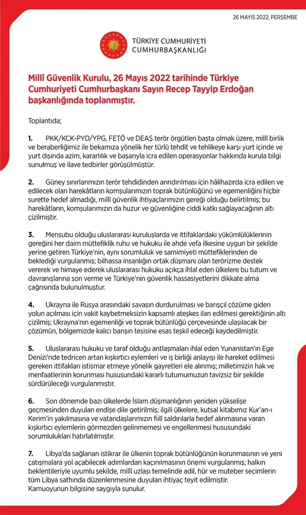 SON DAKİKA: Kritik MGK sonrası yazılı açıklama! Suriye’nin kuzeyine operasyon olacak mı?