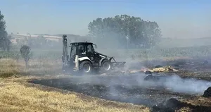 Saman balyası yangını ormana sıçradı