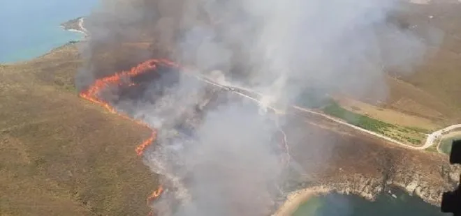 Avşa Ada’sında otluk arazide korkutan yangın: Alevler kontrol altına alındı