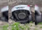 Otomobilin obruğa düştüğü anlar kamerada