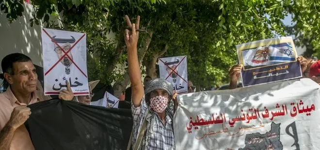 Tunus sokaklarında BAE-İsrail protestosu