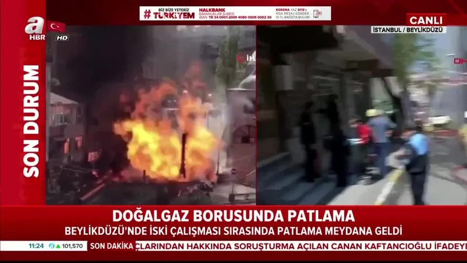 İstanbul’da patlama! Beylikdüzü’nde İSKİ çalışmaları sırasında doğal gaz borusunda patladı |Video