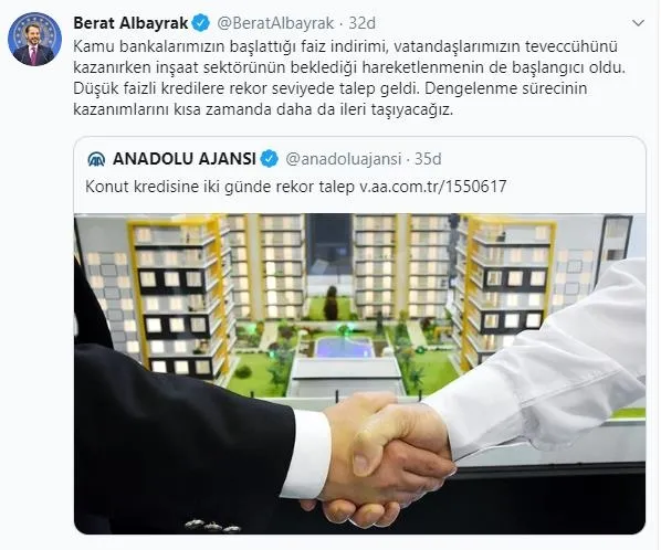 Bakan Albayrak’tan faiz indirimi mesajı