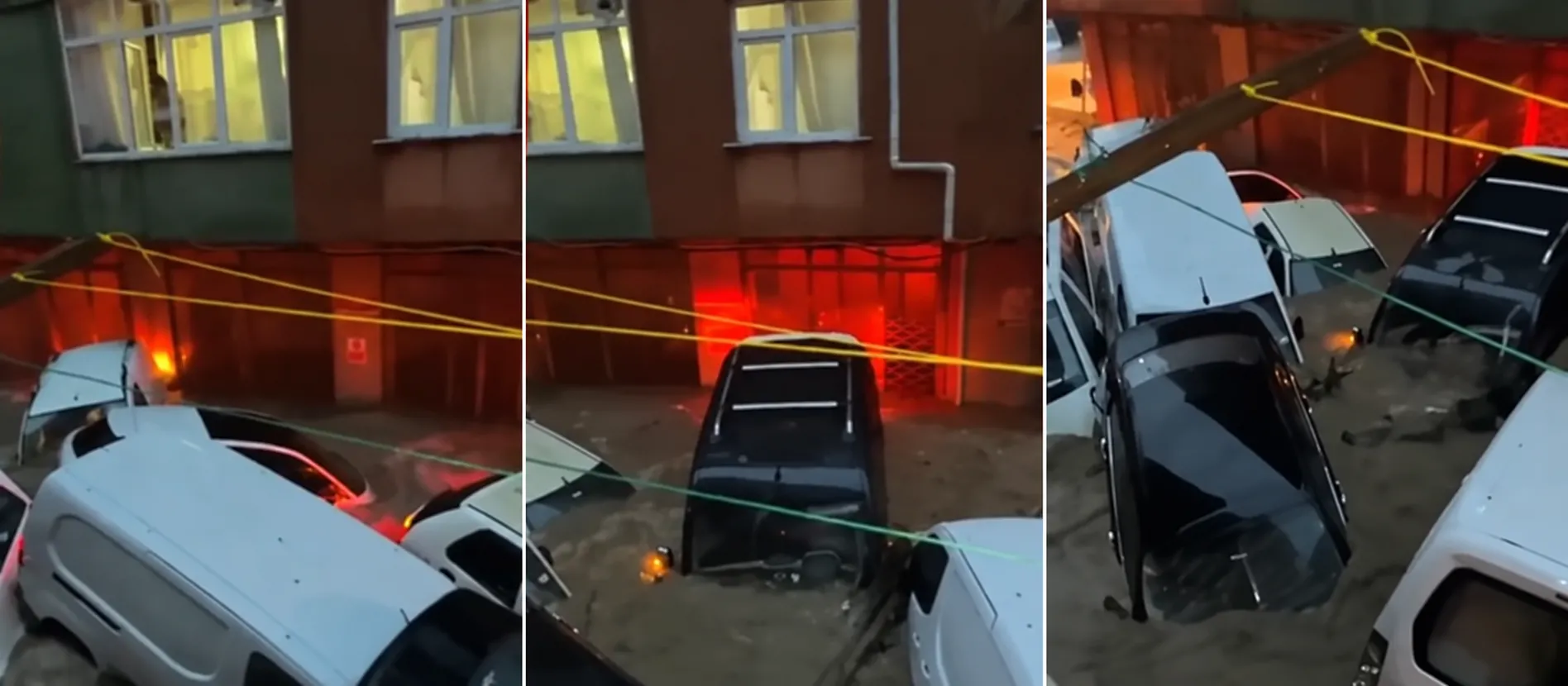 İstanbul Ayazağa’da sel! Araçlar sürüklenip üst üste yığıldı