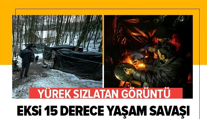 Yürekleri sızlatan görüntü! Eksi 15 derecede yaşam mücadelesi