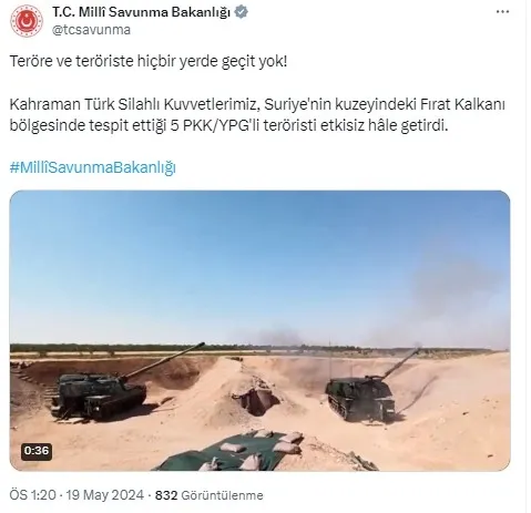 Son dakika: Fırat Kalkanı ile PKK'ya darbe! 5 terörist etkisiz hale getirildi - 1