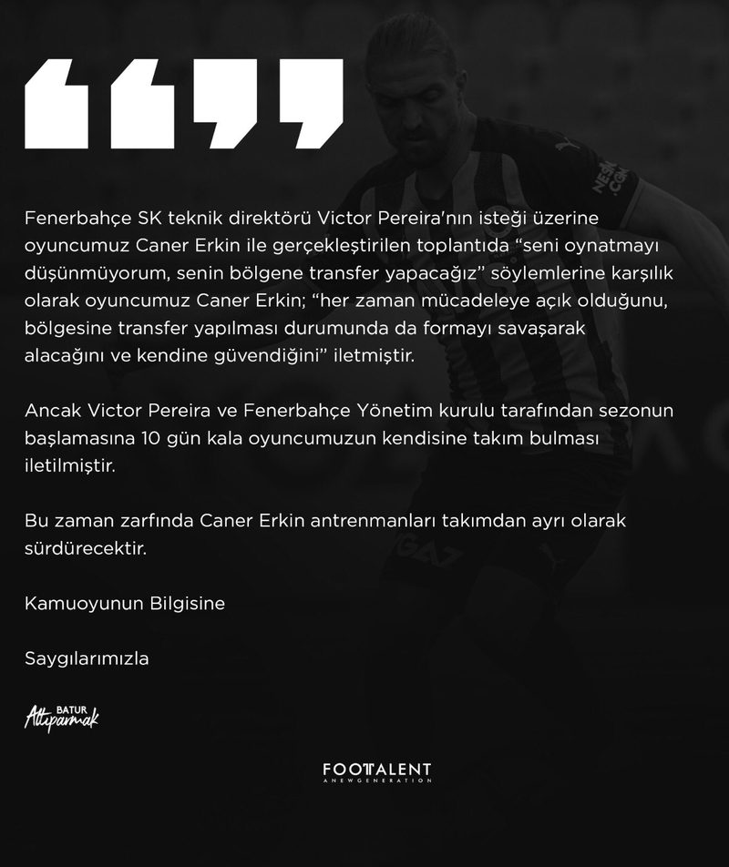 Fenerbahçe’den ayrılan Caner Erkin’in yeni takımı belli oldu