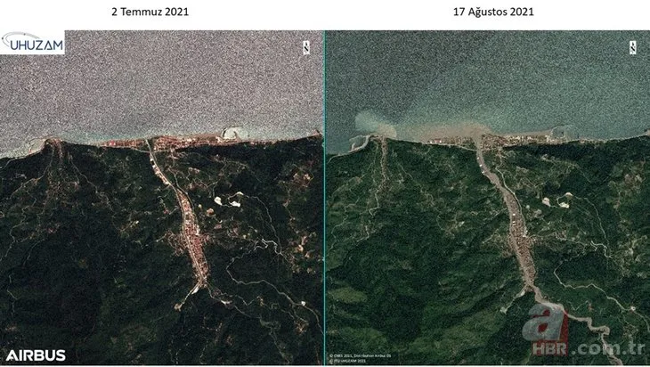 Batı Karadeniz’deki sel felaketinin boyutu uydu görüntüsünde: Bir yılda yağacak yağışın yarısı 3 günde yağdı