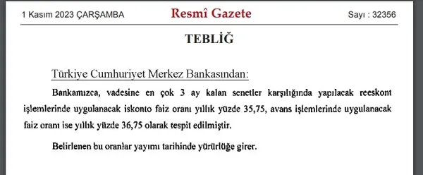 Merkez Bankası’ndan reeskont faizi kararı