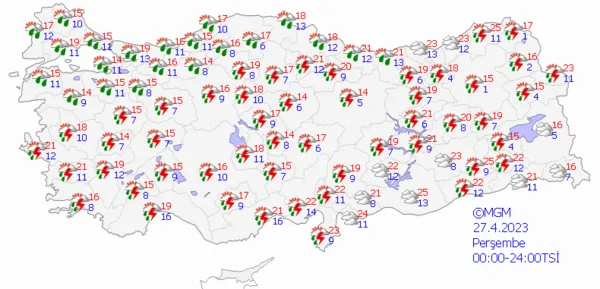 1682267139821.png Kuvvetli sağanak kapıya dayandı! Yurt geneline sağanak yağış uyarısı! Meteoroloji duyurdu... İstanbul Ankara İzmir hava durumu - 6