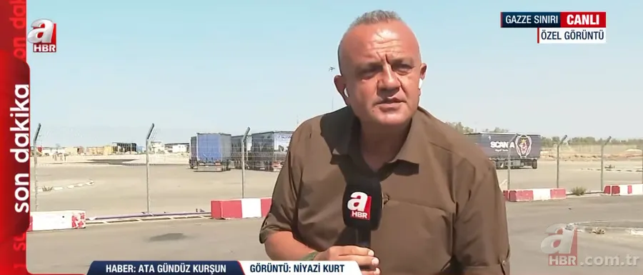 Gazze sınırında hareketlilik! Gazze'ye giren yardım tırları A Haber'de 11