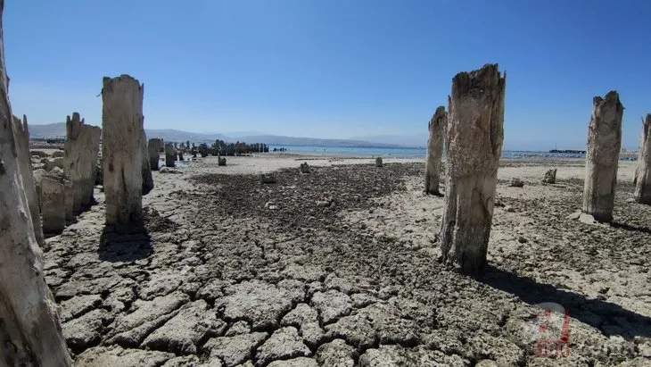 Su kaybı 100 yıllık iskeleyi ortaya çıkardı! Van Gölü’nde korkutan görüntü