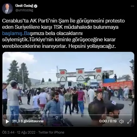 Ümit Özdağ’ın ’TSK Suriyelilere müdahalede bulundu’ iddiasına Vali Gül’den yalanlama: Herhangi bir müdahale yok