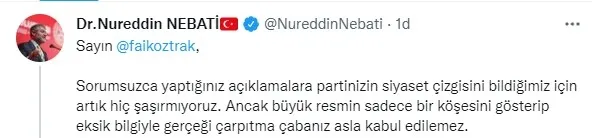 CHP Sözcüsü Faik Öztrak'a Hazine ve Maliye Bakanı Nureddin Nebati'den "TABLO" yanıtı 15