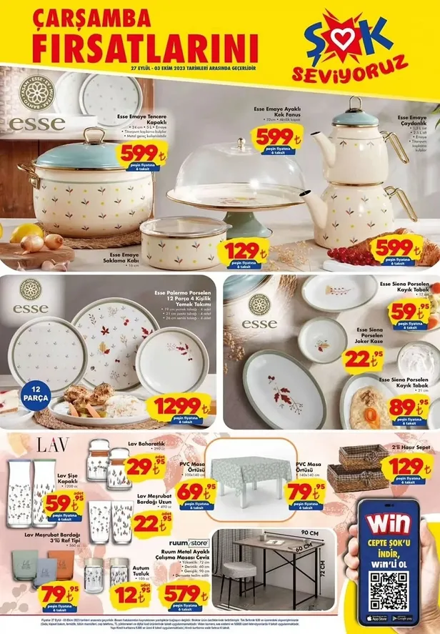 27 Eylül ŞOK aktüel ürünler kataloğu yayınladı! ŞOK’ta bu hafta 149 bin TL’ye 2+1 14 kişilik, 89 bin 900 TL’ye 8-10 kişilik, 16.900 TL’ye soba yer alıyor