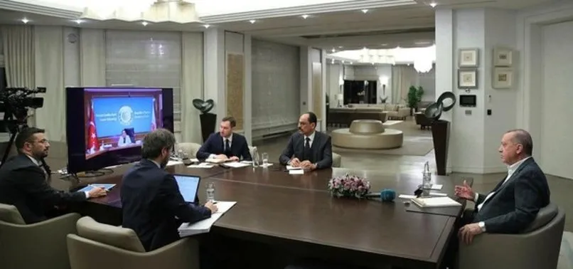Son dakika: Başkan Erdoğan, bakanlarla telekonferans üzerinden görüştü